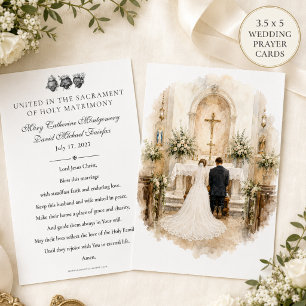 Tarjeta Oración Católica de Boda Vintage para Novia y Novi
