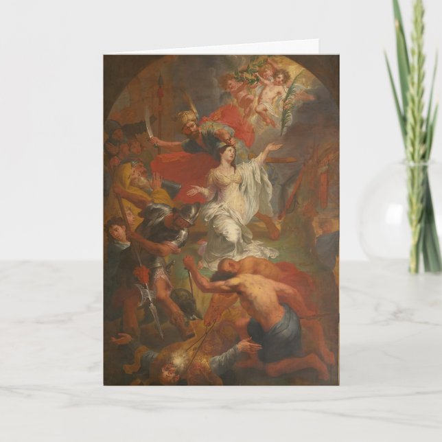 Tarjeta Oración católica de San Dinfán Ansiedad de Alzheim (Anverso)