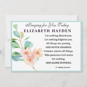 Tarjeta Oración católica floral de Santa Teresa