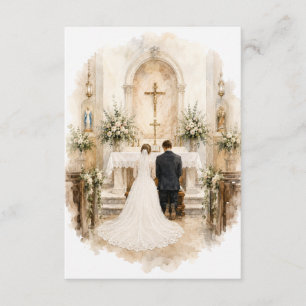 Tarjeta Oración Católica Vintage para Boda Novia y Novio 