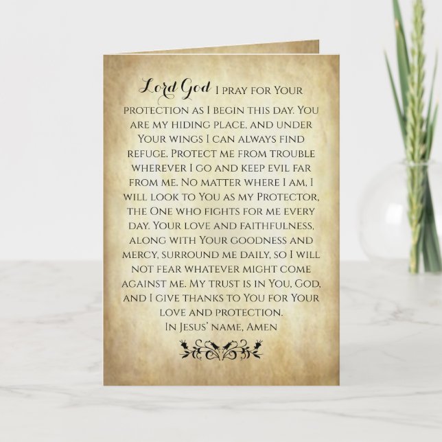 Tarjeta Oración cristiana para la protección (Anverso)