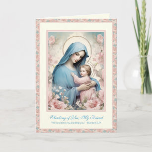 Tarjeta Oración de amistad religiosa Bendita María y Jesús