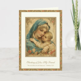 Tarjeta Oración de amistad religiosa Bendita María y Jesús