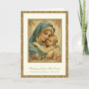 Tarjeta Oración de amistad religiosa Bendita María y Jesús