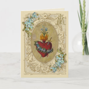 Tarjeta Oración de amistad religiosa Virgen María Vintage