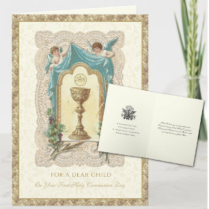 Tarjeta Oración de ángeles para la primera comunión del ni