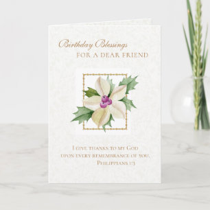 Tarjeta Oración de cumpleaños católica antes de floral cru