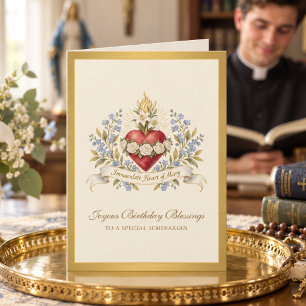 Tarjeta Oración de cumpleaños de seminarista católico Virg