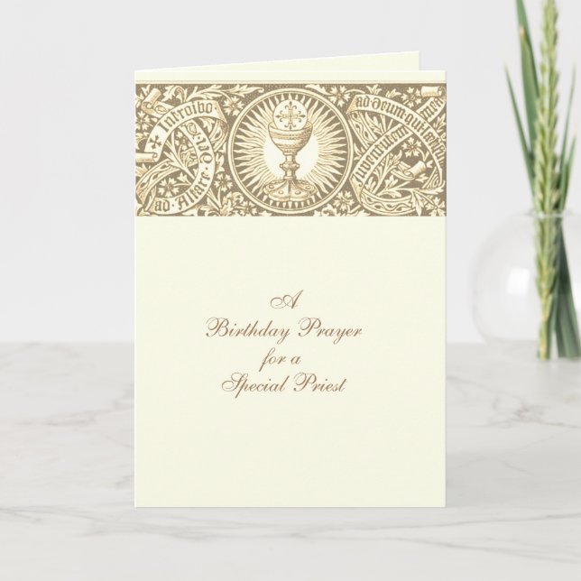 Tarjeta Oración de cumpleaños Eucharist Latin Prayer para  (Anverso)