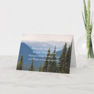 Tarjeta Oración de la Serenidad Paisaje Montañas Brumosas