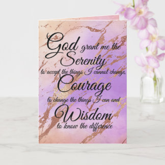 Tarjeta Oración de la serenidad sobre rosa, oro, oro rosa
