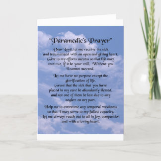 Tarjeta oración de los paramédicos