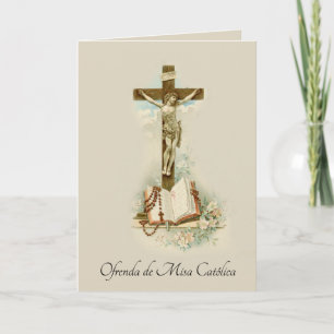 Tarjeta Oración de Ofrenda de Misa Católica Española