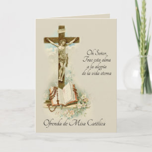 Tarjeta Oración de Ofrenda de Misa Católica Española de Co