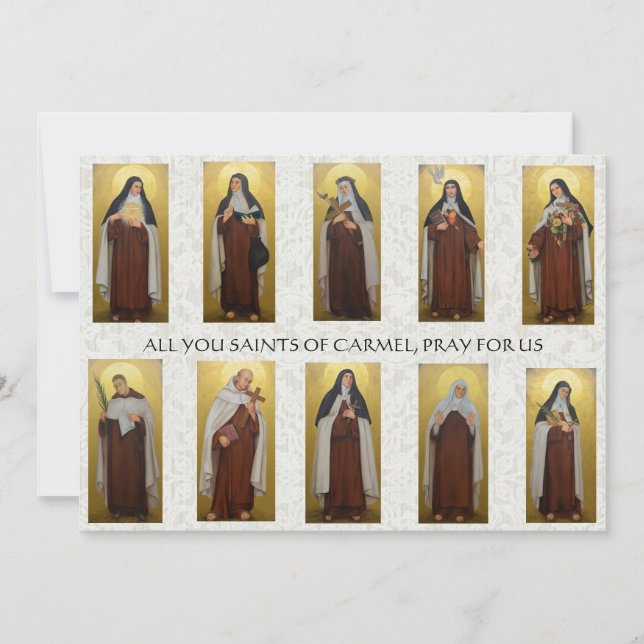 Tarjeta Oración de sacerdotes religiosos carmelitas monjas (Anverso)