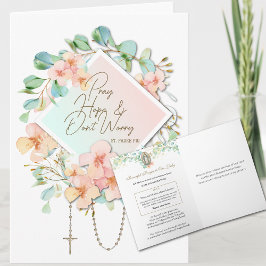 Tarjeta Oración de San Padre Pío a la Virgen María Floral