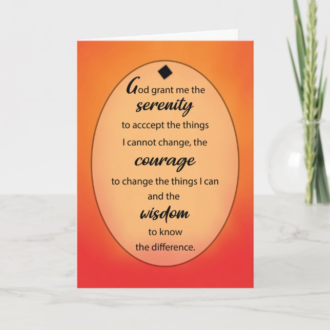 Tarjeta Oración de Serenity 12 Step Recovery Aniversario (Anverso)
