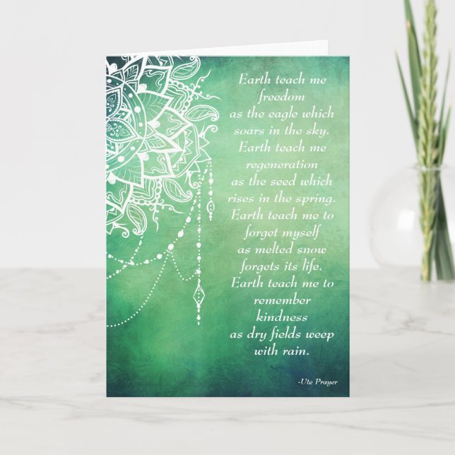 Tarjeta Oración de tierra indígena nativo americano (Anverso)