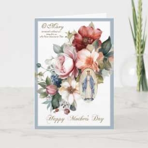 Tarjeta Oración del Día de las Madres Floral Religiosa