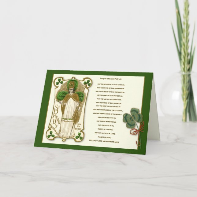 Tarjeta Oración del Día de San Patricio Treboles Religioso (Anverso)
