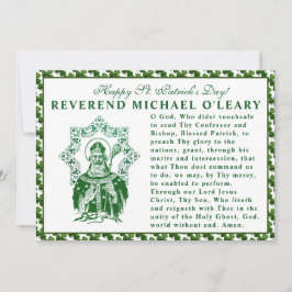 Tarjeta Oración del Obispo Shamrock del Día de San Patrici
