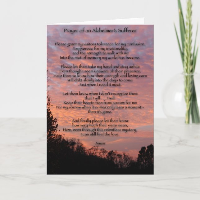 Tarjeta Oración del sufrimiento de Alzheimer (Anverso)