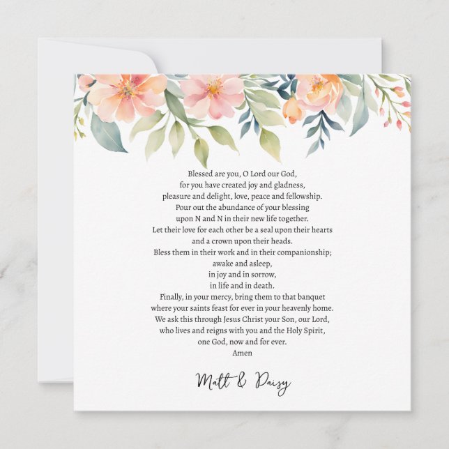 Tarjeta Oración en tu día de boda (Anverso)