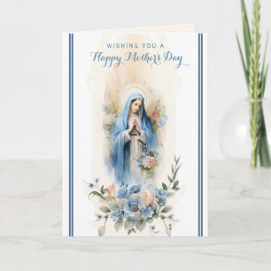 Tarjeta Oración floral religiosa del día de las madres