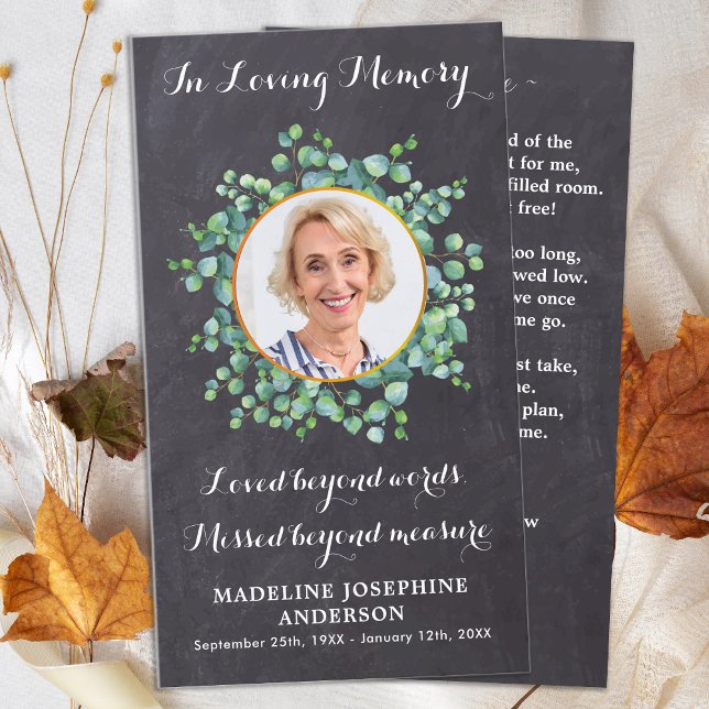 Tarjeta Oración Funeral Rústica Elegante Verdor (Subido por el creador)