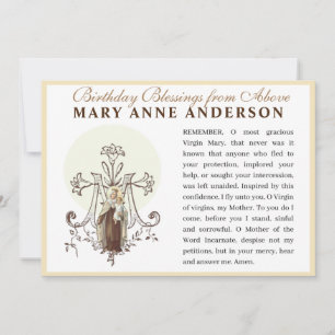 Tarjeta Oración Memorare católica de la Virgen María Mt. C