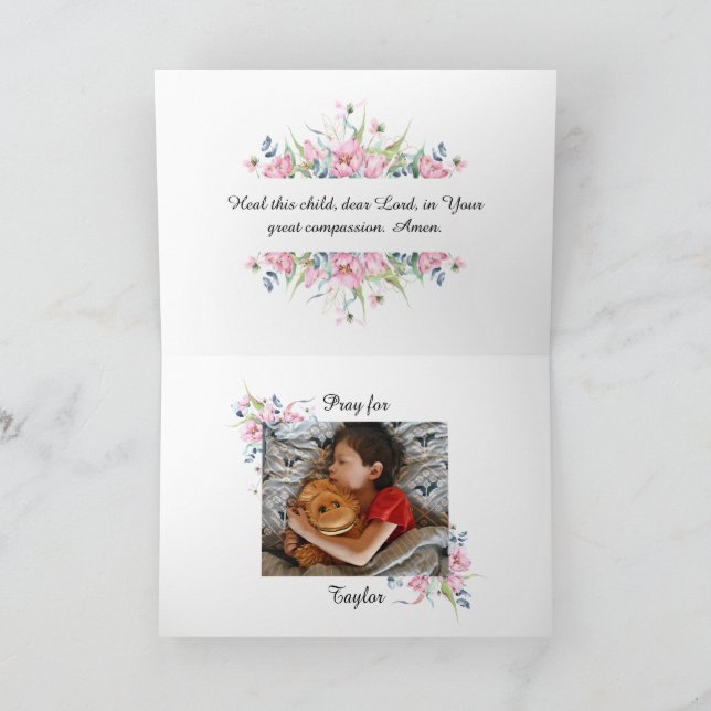 Tarjeta Oración para niños diagnosticados con cáncer (Interior)