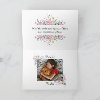 Tarjeta Oración para niños diagnosticados con cáncer