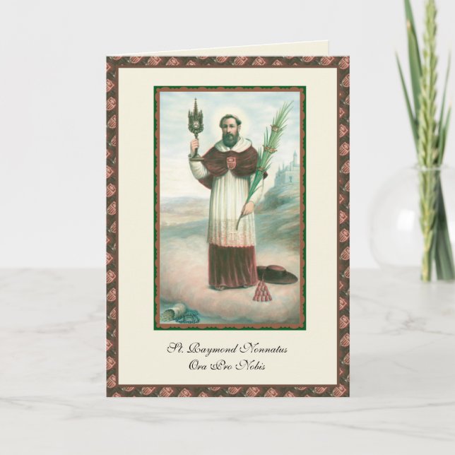 Tarjeta Oración religiosa católica St. Raymond Nonnatus (Anverso)