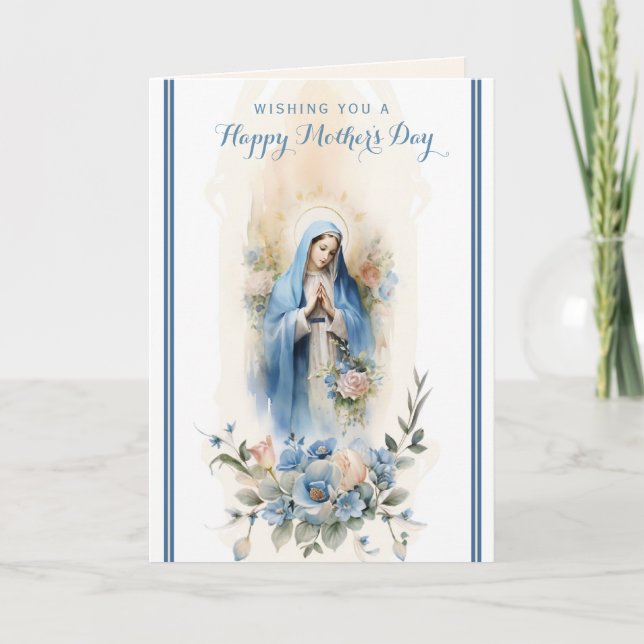 Tarjeta Oración religiosa de Día de la Madre floral (Anverso)
