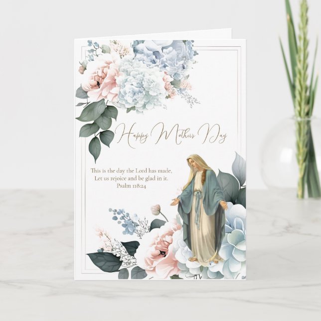 Tarjeta Oración religiosa de Día de la Madre floral (Anverso)