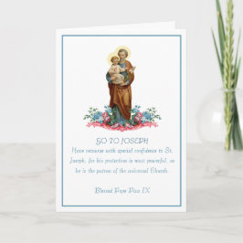 Tarjeta Oración religiosa de San José y Jesús Floral