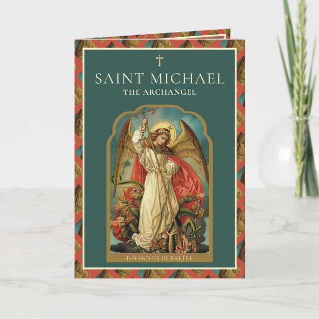 Tarjeta Oración religiosa St. Michael Archangel Ca Católic (Anverso)