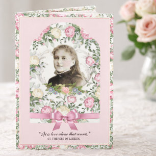 Tarjeta Oración religiosa St. Therese Vintage Pink Roses