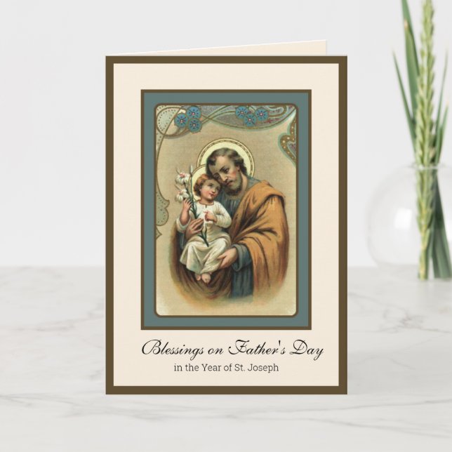 Tarjeta Oración St. Joseph del Día del Padre Religioso (Anverso)