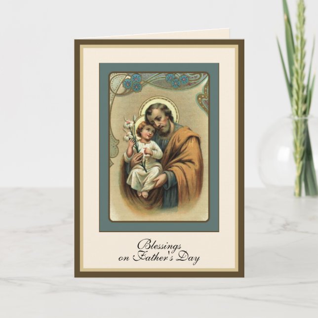 Tarjeta Oración St. Joseph del Día del Padre Religioso (Anverso)