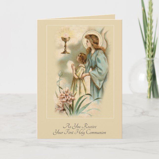 Tarjeta Oración tradicional católica de la Primera Comunió (Anverso)