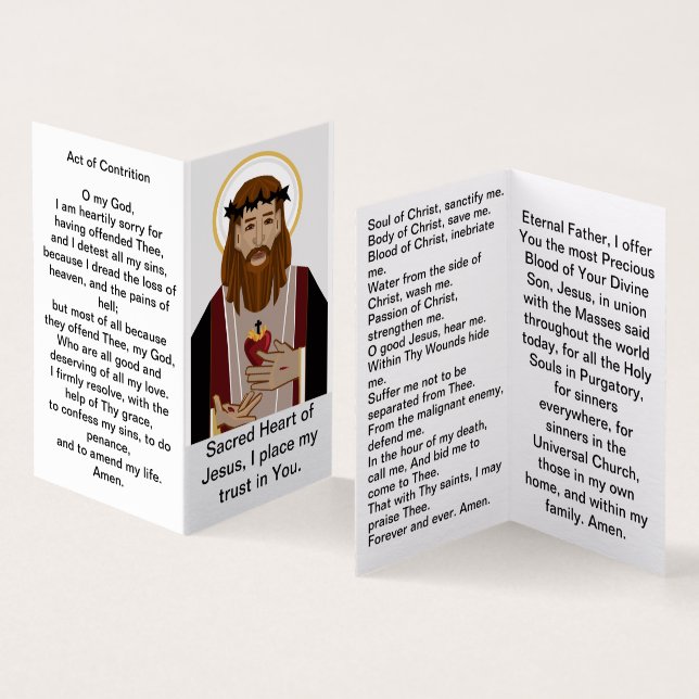 Tarjeta Oraciones católicas a Jesús (Interior y exterior)