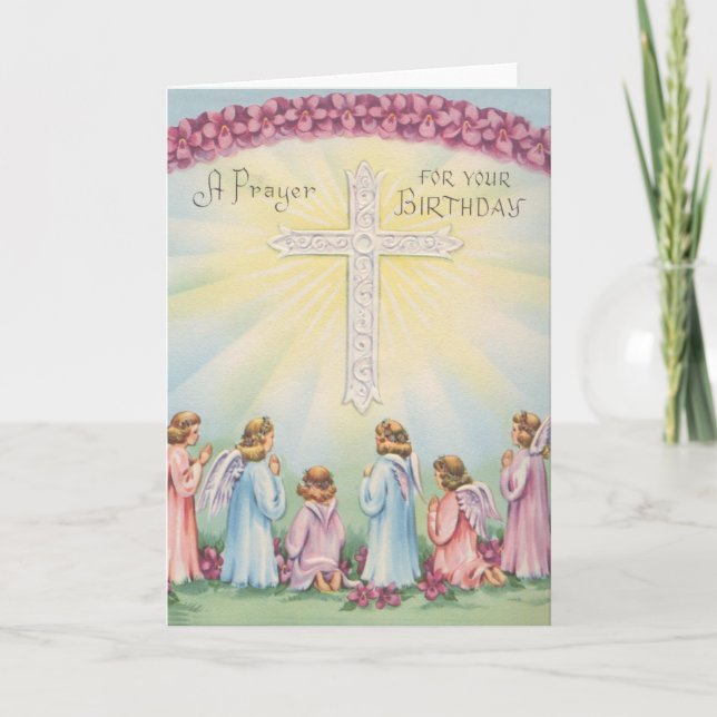 Tarjeta Oraciones de cumpleaños de ángeles (Anverso)