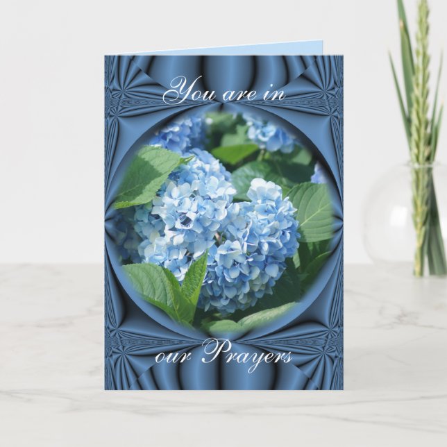 Tarjeta Oraciones - hidrangea azul - personalizar en cualq (Anverso)