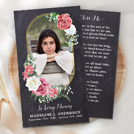 Tarjeta Oradora Memorial Elegante Foto Funeral Flo