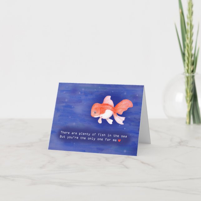 Tarjeta Oranda Goldfish Día de San Valentín / Aniversario  (Anverso)