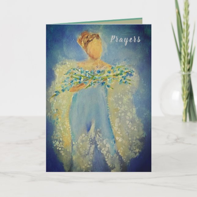 Tarjeta Orando por ti ángel (Anverso)