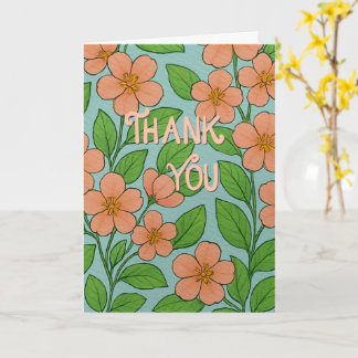Tarjeta Orange Floral Thank You Card with Hand Lettering |