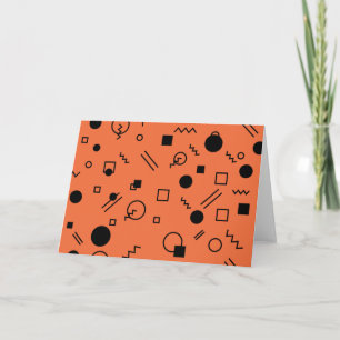 Tarjeta Orange, fun, trendy, geometric Memphis graphic
