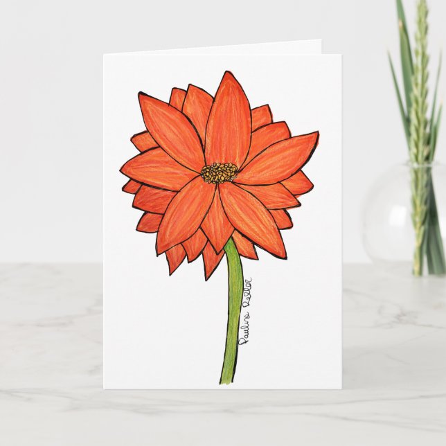 Tarjeta Orange standing Flower (Anverso)